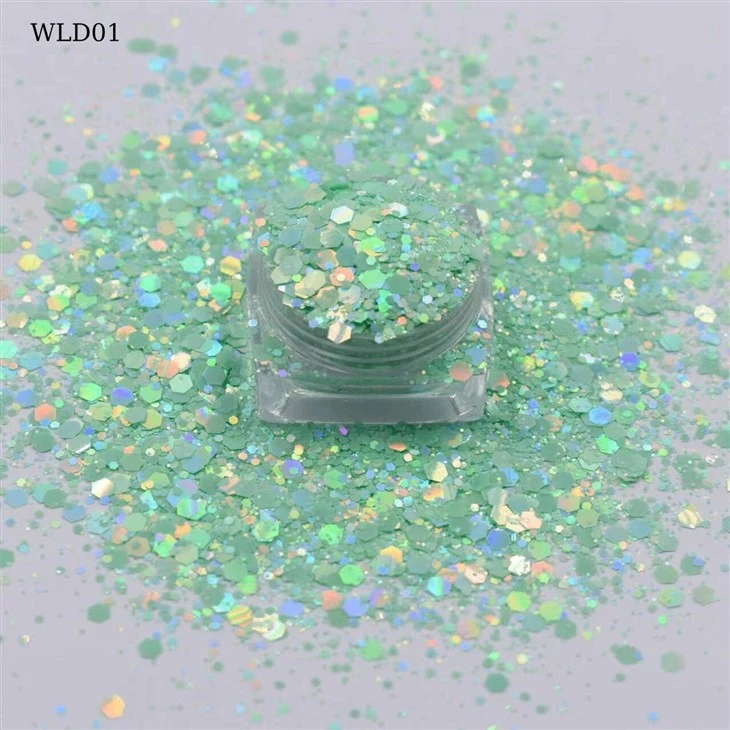 10 barev Macaron Laser Glitter Powder